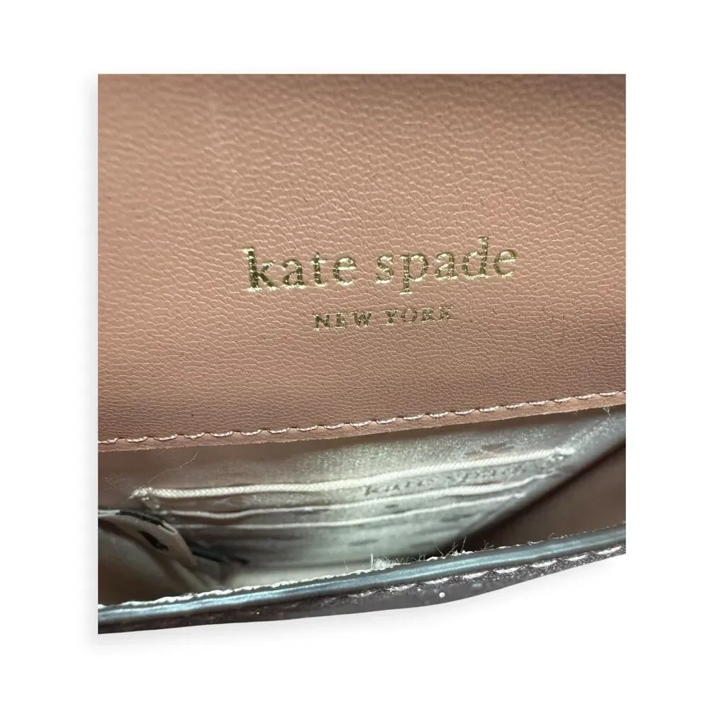 Kate Spade Rose Gold Shimmer Wallet Phone Case Wristlet‎ Charms Sparkle Boho